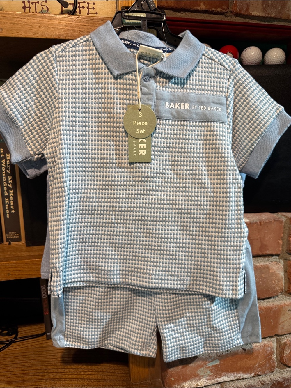 Baker by Ted Baker Light Blue Textured Kids Polo Set